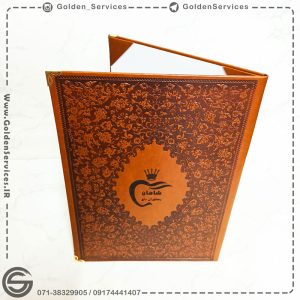 منو چرم طرح ترمه عسلی