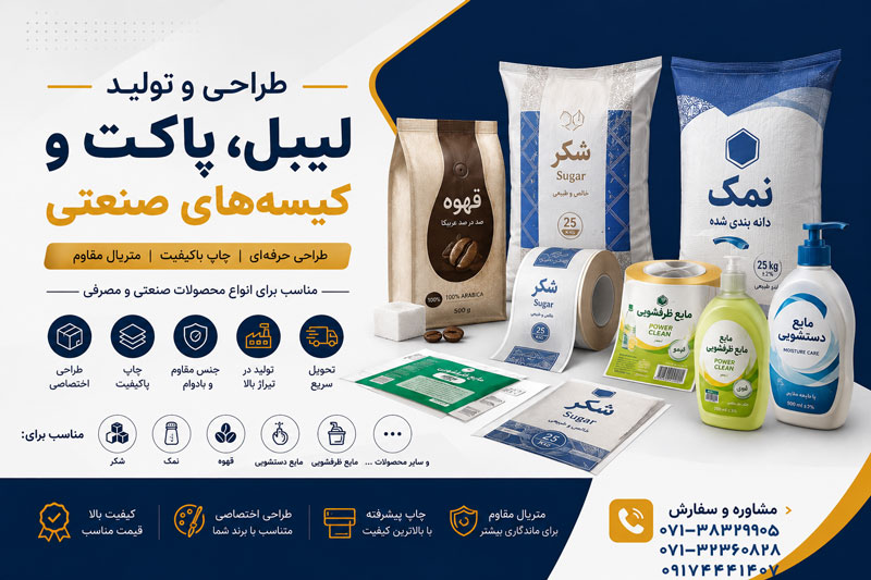 تولید لیبل ، کیسه و پاکت ویژه انواع محصولات غذایی و صنعتی